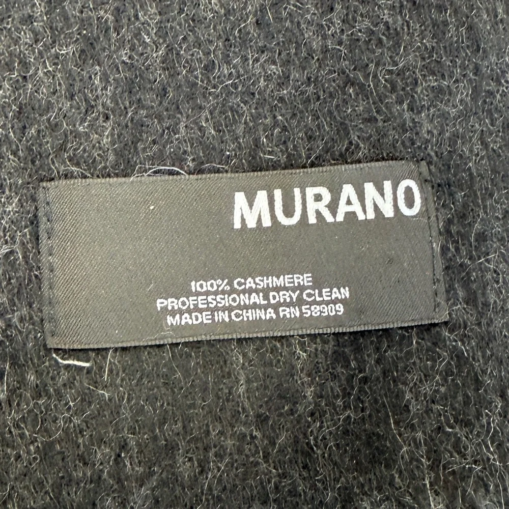 Murano 100% CASHMERE Two-Layer Black Gray Scarf - Picture 11 of 11